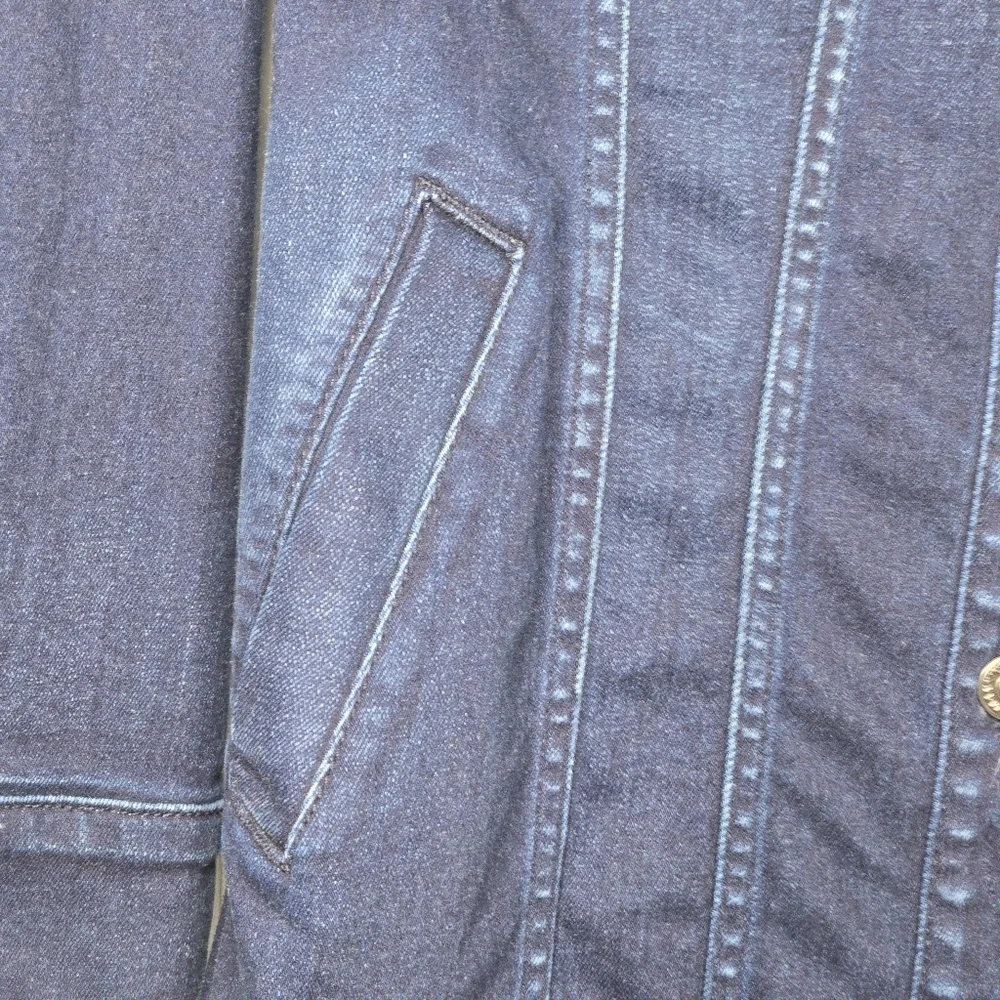 7 For All Mankind Womens Dark Wash Western Rodeo Trucker Denim Jean Dress Large - Picture 8 of 15